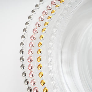 Clear Beaded Glass Charger Plates