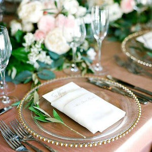Gold Beaded Glass Charger Plates