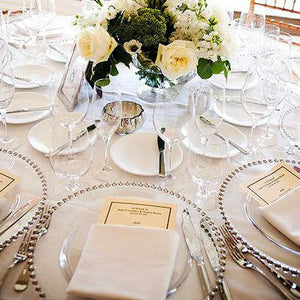 Silver Beaded Glass Charger Plates