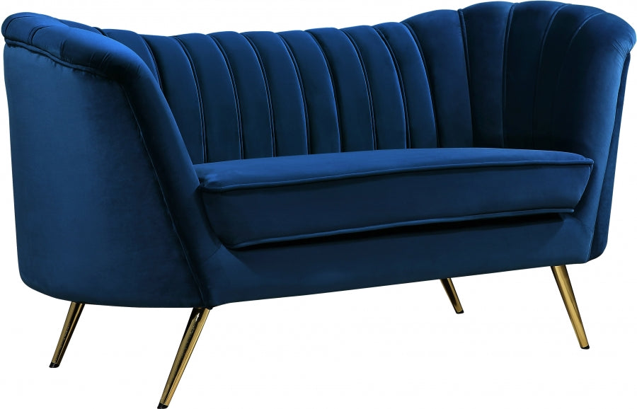 Margo Royal Blue Velvet Loveseat