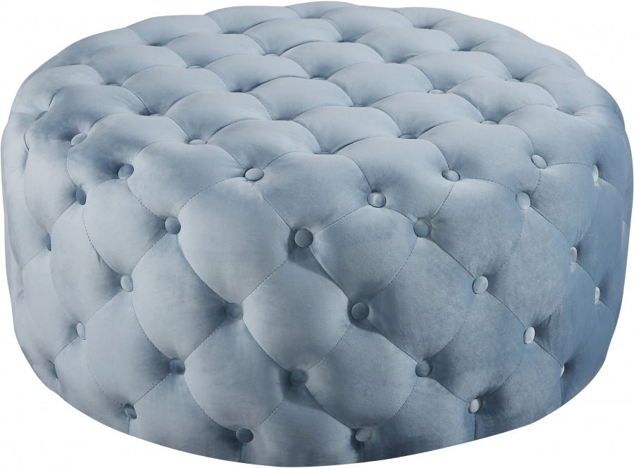 Tiffany Blue Velvet Ottoman