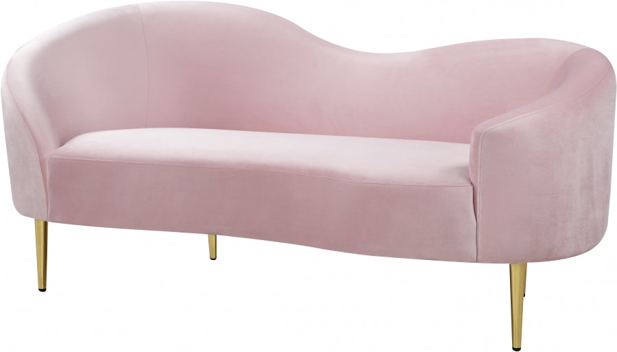 Pink Lux Velvet Loveseat