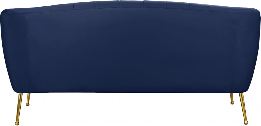 Tori Navy Blue Velvet Loveseat