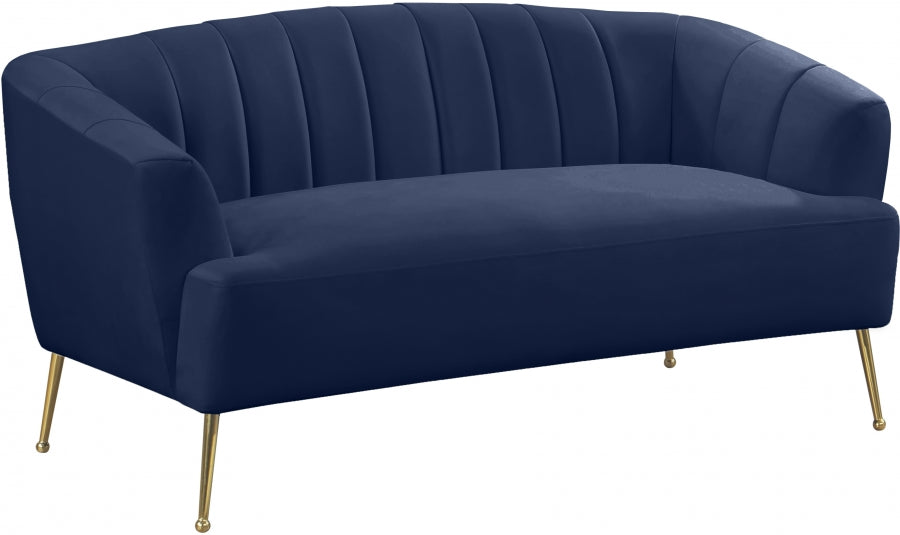 Tori Navy Blue Velvet Loveseat