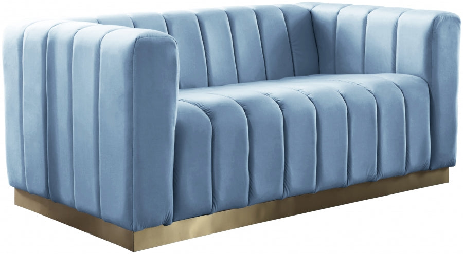 Light Blue Tiffany Velvet Loveseat