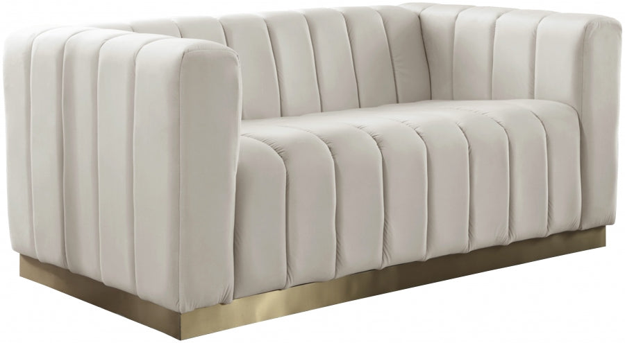 Cream Tiffany Velvet Loveseat