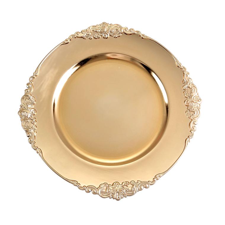 Gold Round Baroque Charger Plates