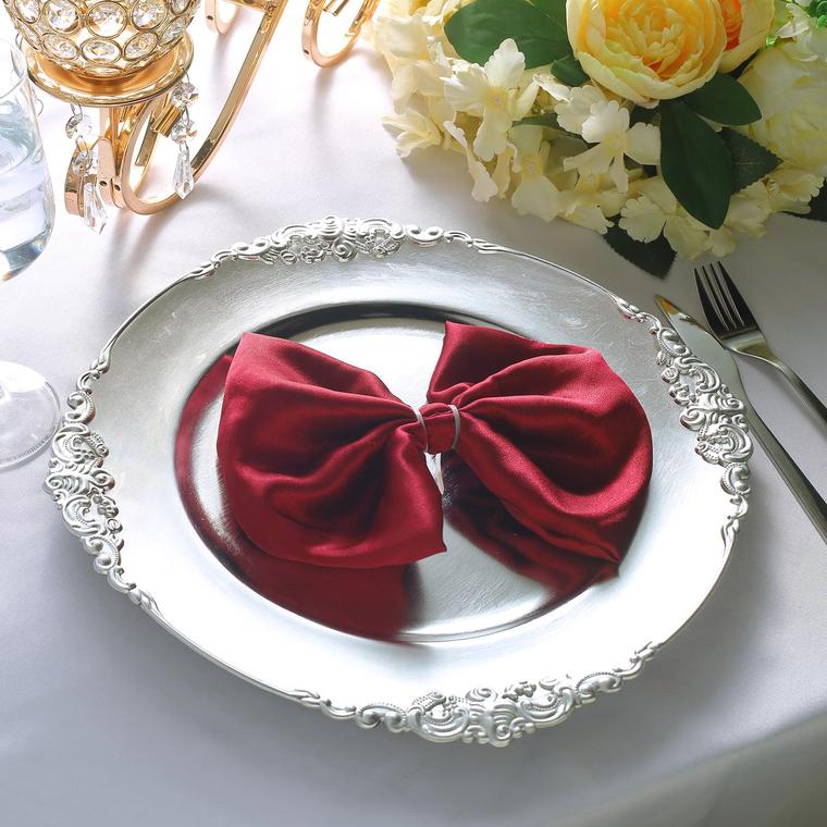 Silver Round Baroque Charger Plates