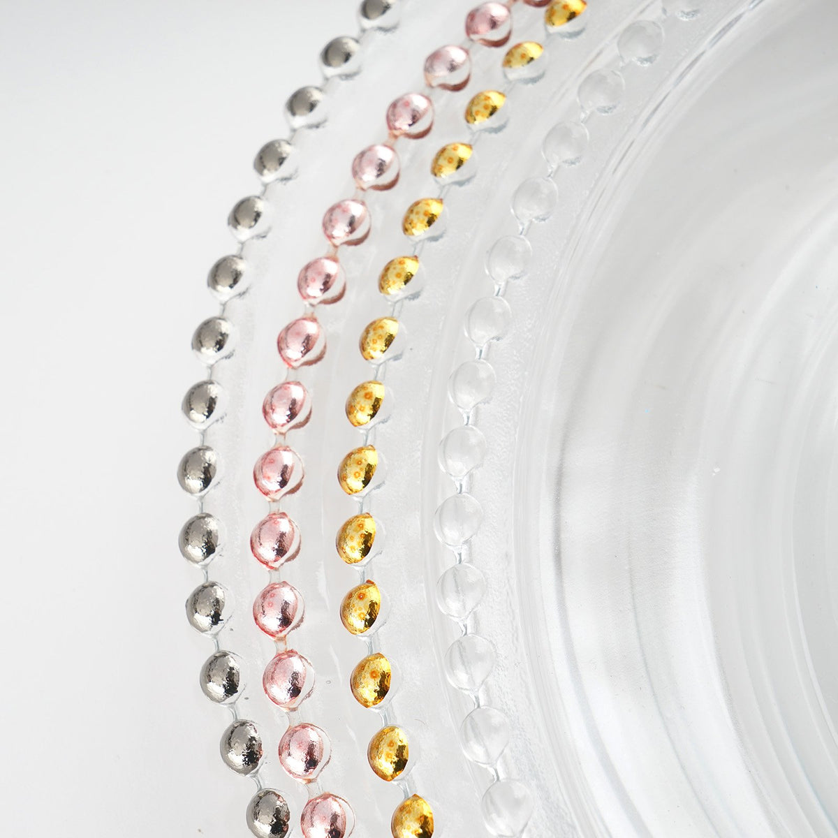Clear Beaded Glass Charger Plates