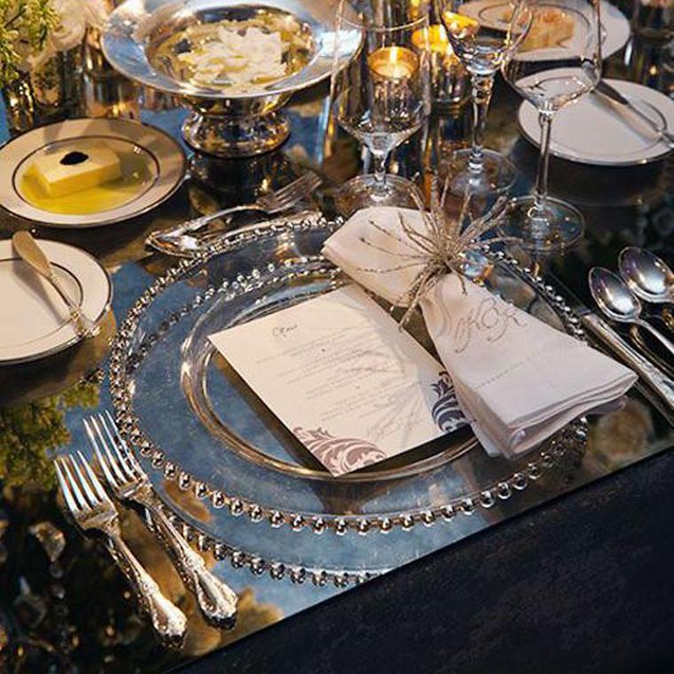 Clear Chargers With Gold Beads Gold Beaded Clear Glass Charger