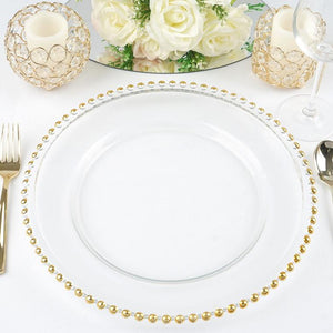 Gold Beaded Glass Charger Plates