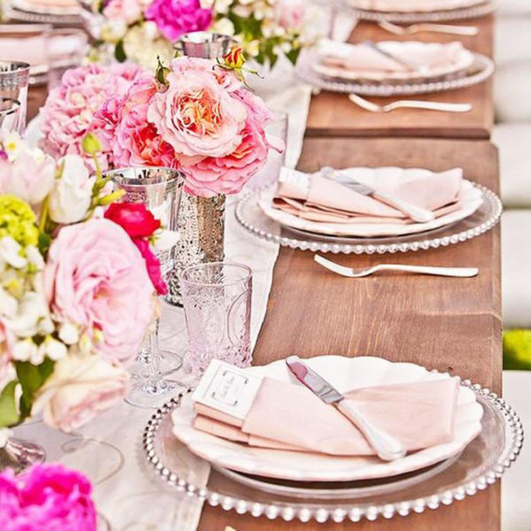 Silver Beaded Glass Charger Plates