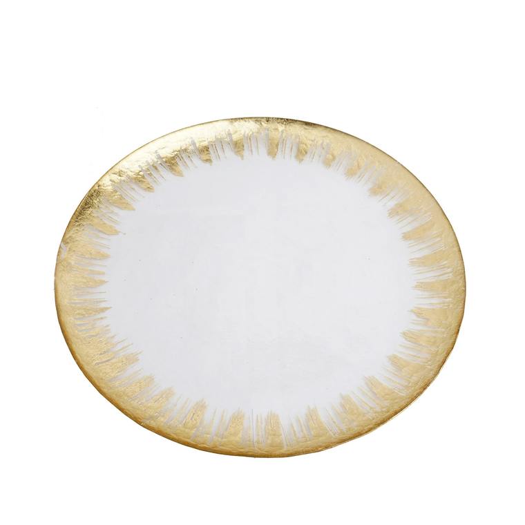 Glass Gold Spray Design Charger Plate