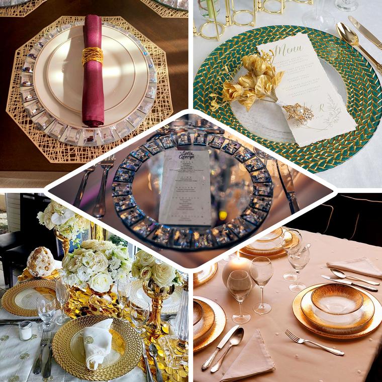 Diamond Rim Mirrored Charger Plate