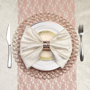 Wired Beaded Rim Mirrored Charger Plate-Gold