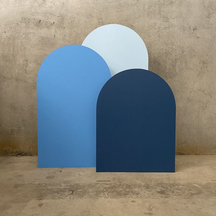 Blue Arched Wall Backdrop Trio